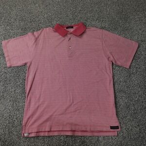 Peter Millar Polo Shirt Mens Medium Red Houndstooth Golf Rugby Cotton Outdoor